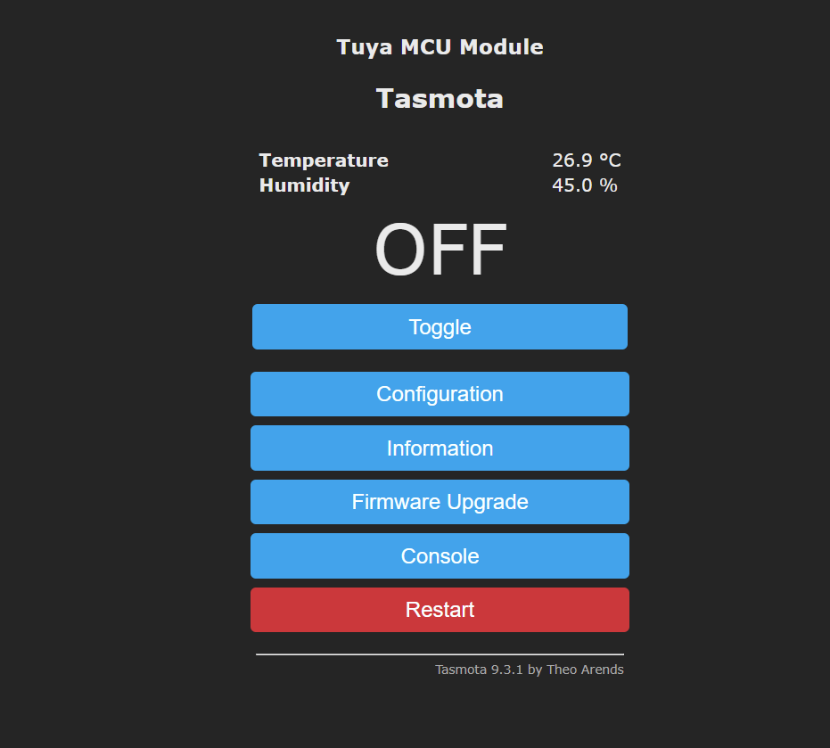 Guide for flashing a temperature and humidity multisensor with Tasmota for local network first setup.