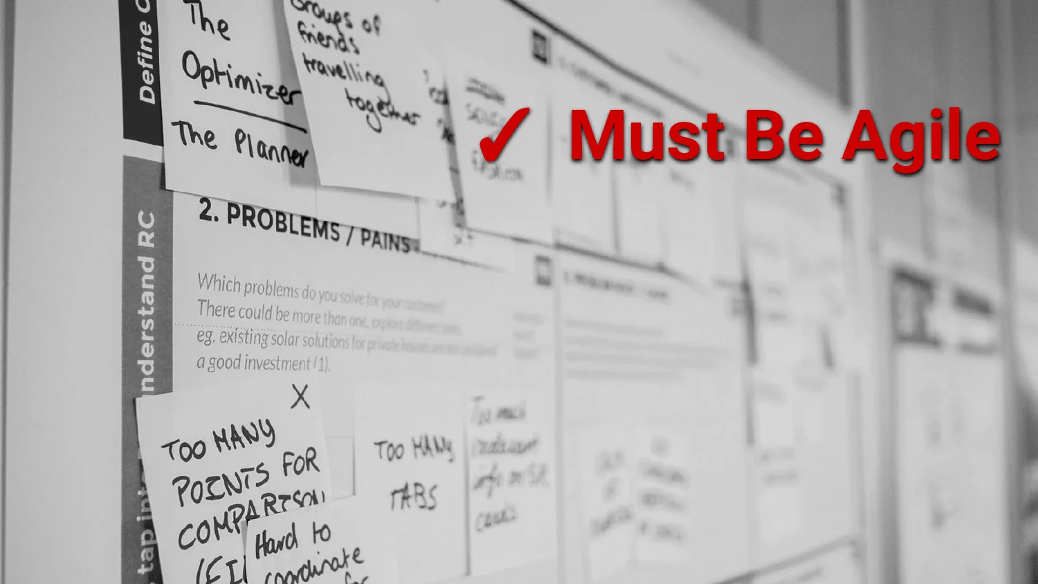 Must Be Agile: sticky notes on a planning board