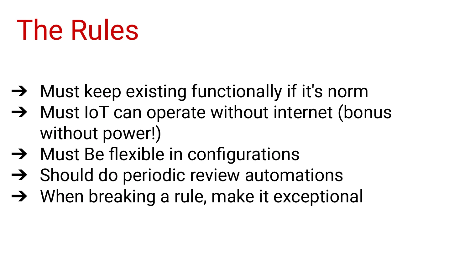 The Rules bullet list recap