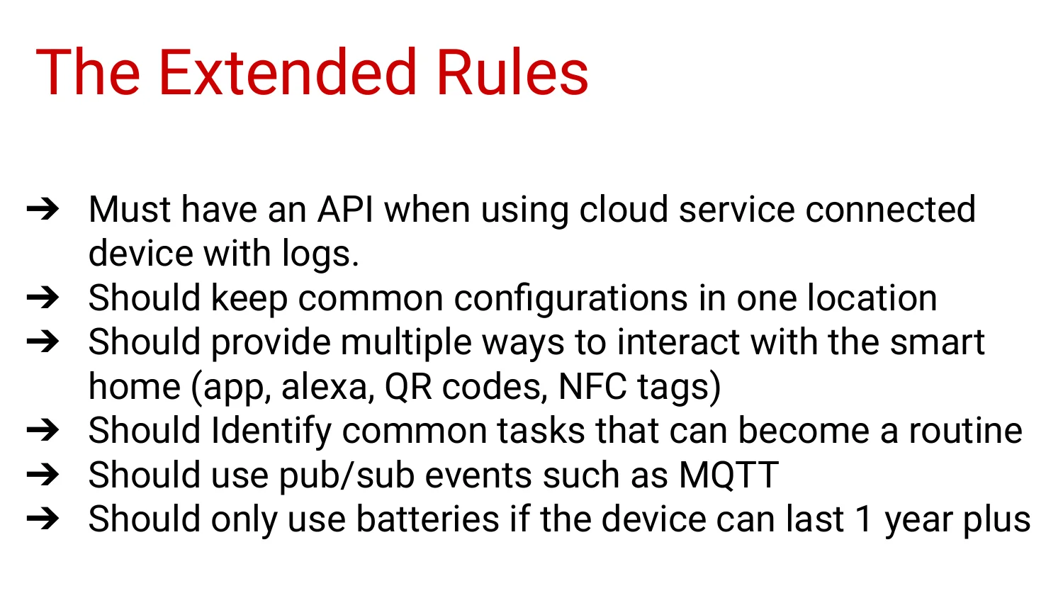 The Extended Rules bullet list